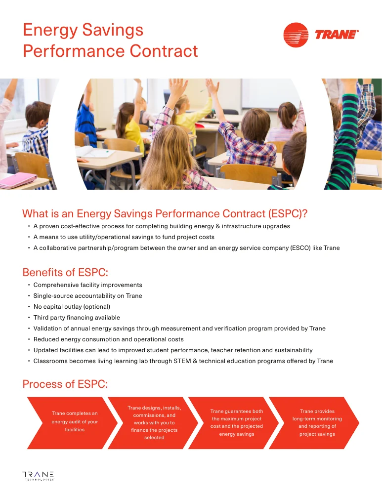 Trane energy services brochure first page